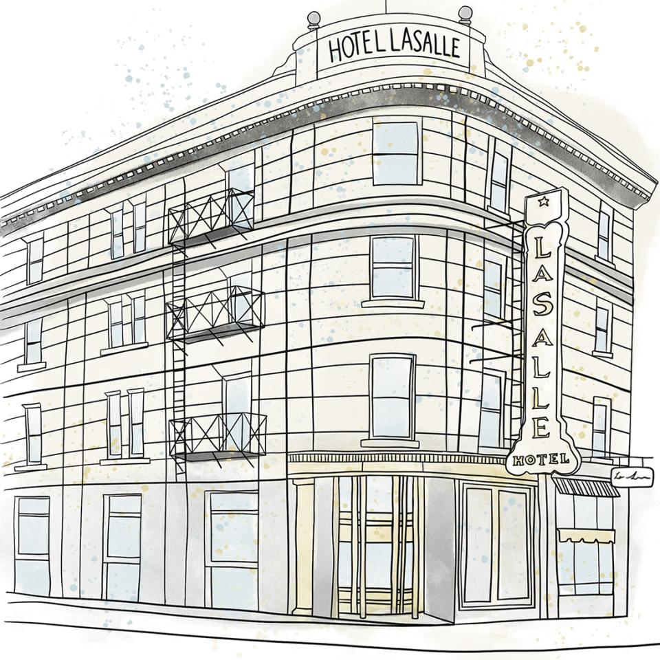 Illustration of the Lasalle Hotel