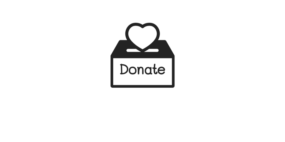Donation box with heart over it, graphic