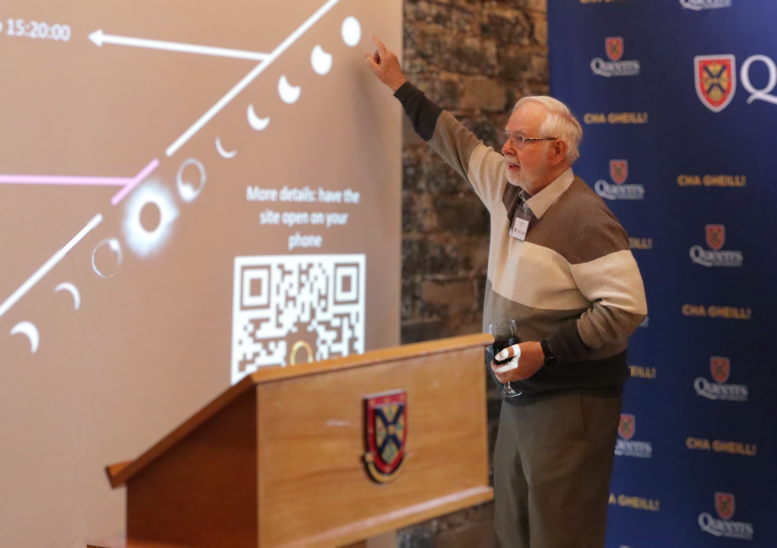 Dr Art McDonald speaking on the Solar Eclipse phenmomenon