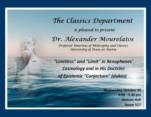 A poster from Dr. Alexander Mourelatos' talk