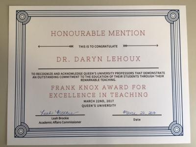 A photo of the Frank Knox Award paper