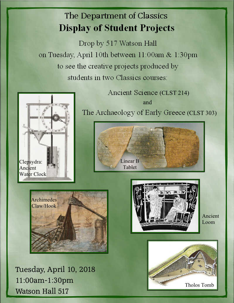 Poster for the Department of Classics Display of Student Projects