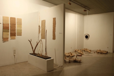 An exhibit with sticks