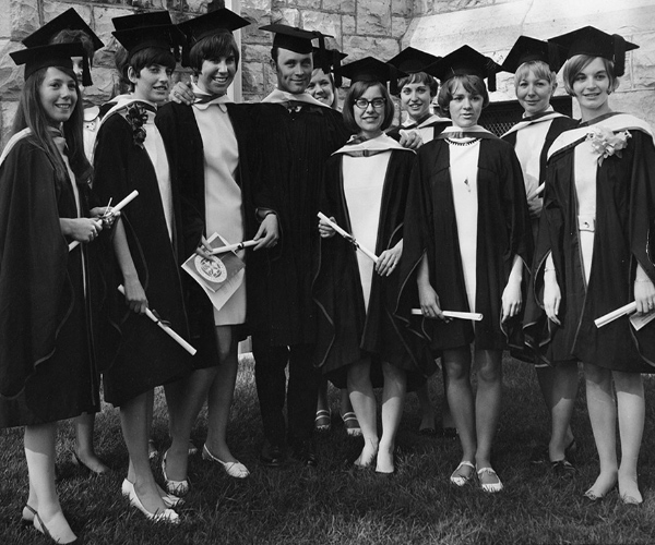 Nursing graduates, including the first male graduate, 1969 