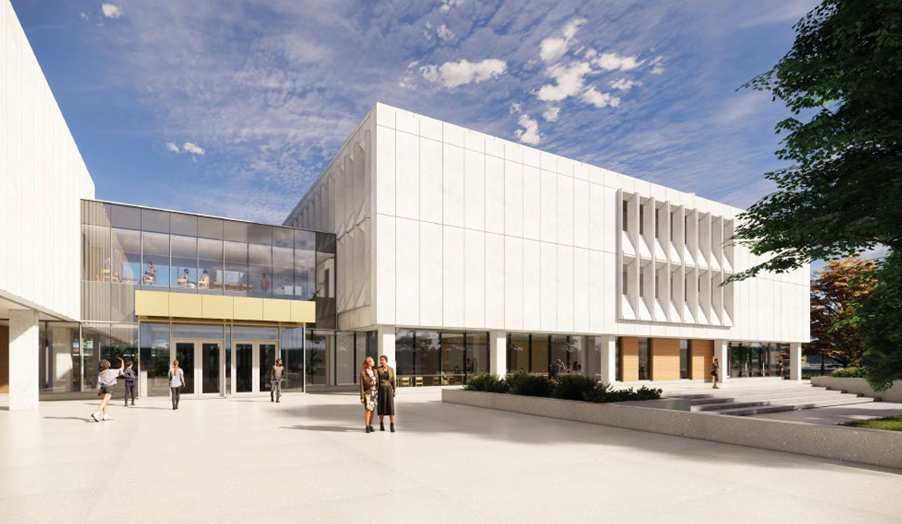 Rendering of Duncan McArthur Hall renovation exterior from the south side.