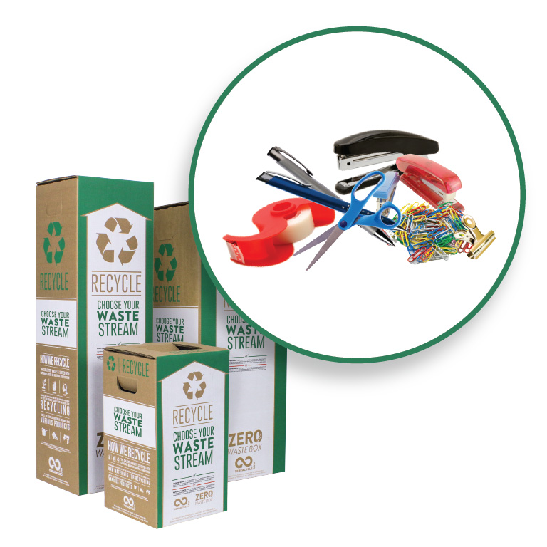 Recycling collection boxes for office supplies