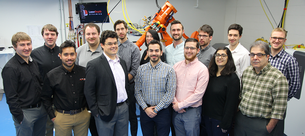 The Laser Depth Dynamics team, including chief technical officer and co-founder Paul Webster (Sc'06, PhD'13) (third from the left in the front row).