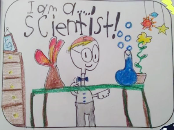 Child's drawing of a scientist