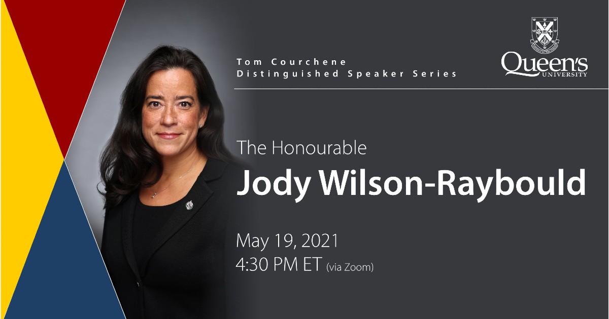 Poster promoting lecture by the Honourable Jody Wilson-Raybould on May 19.