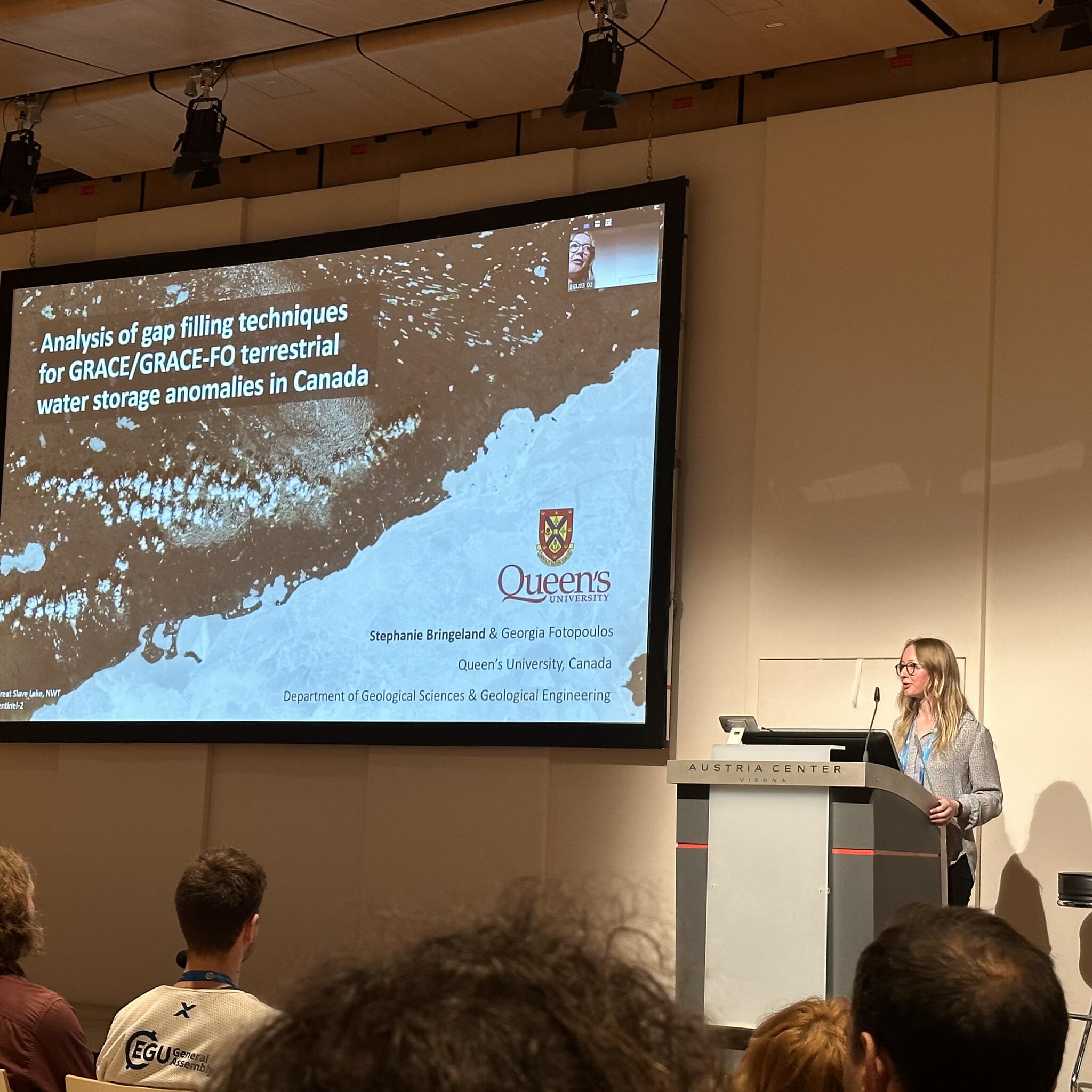 Stephanie presenting at EGU 2023 in Vienna