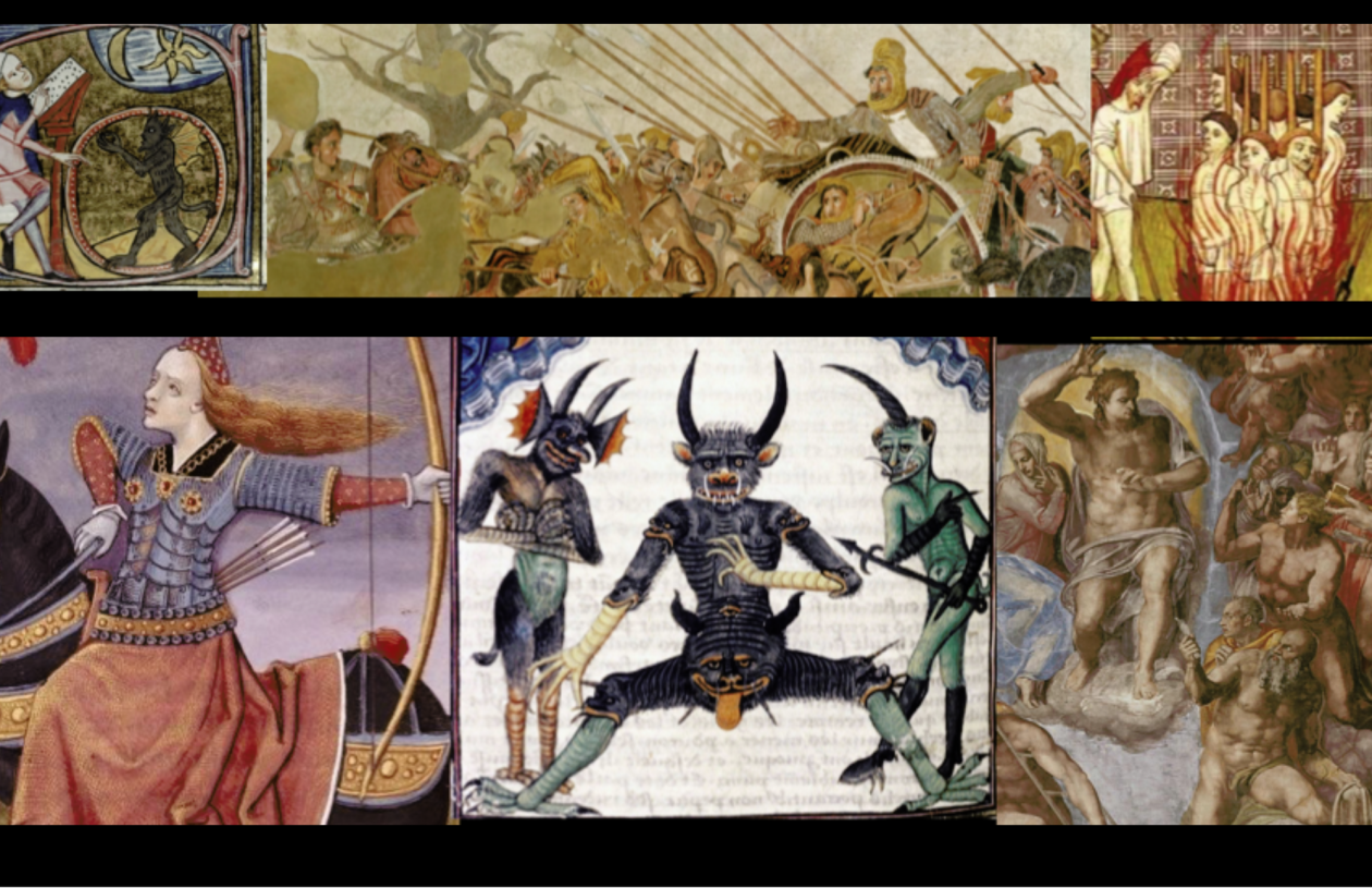 A collage featuring a variety of artwork ranging from Alexander the Great to the Renaissance