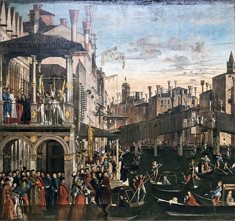 Vittore Carpaccio’s painting showing a miracle healing in Venice, circa 1496