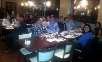 Students gathered at dinner table