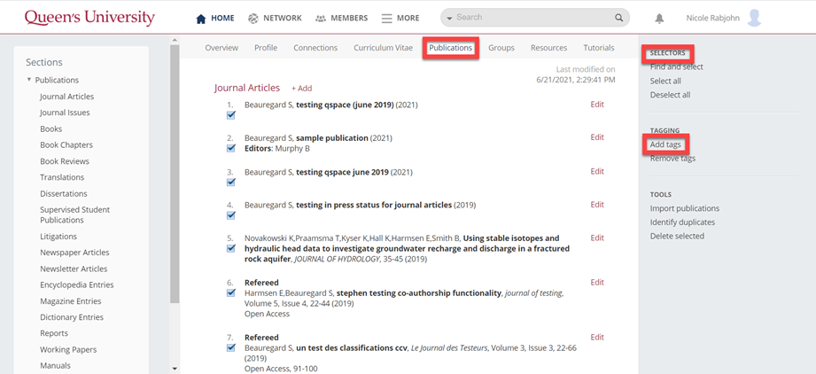 image showing steps one and two for how to add research theme tags to your publications