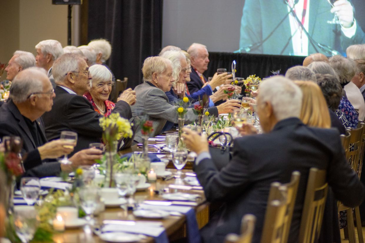 People at a formal dinner.