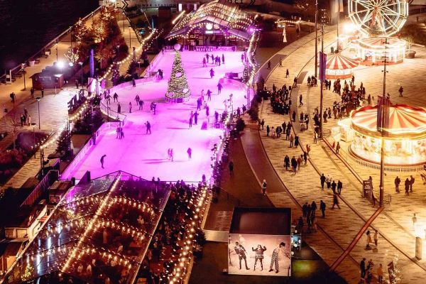 Outdoor skating rink at Battersea Power Station.