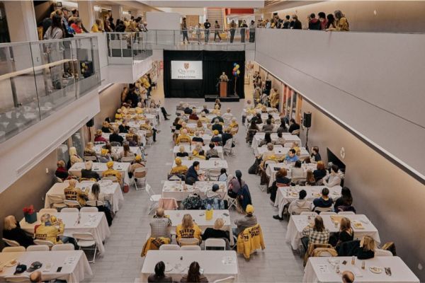 Aerial view of the Dean's breakfast during Homecoming 2023.