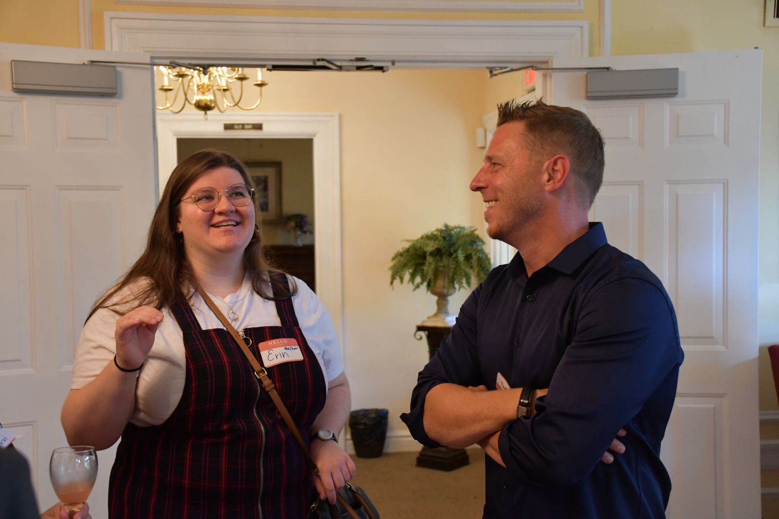 Sam McKegney, Teaching and Learning Innovation award winner, talks to Erin Gilbert, Social Justice award winner