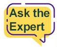 word bubble with ask the experts written in it