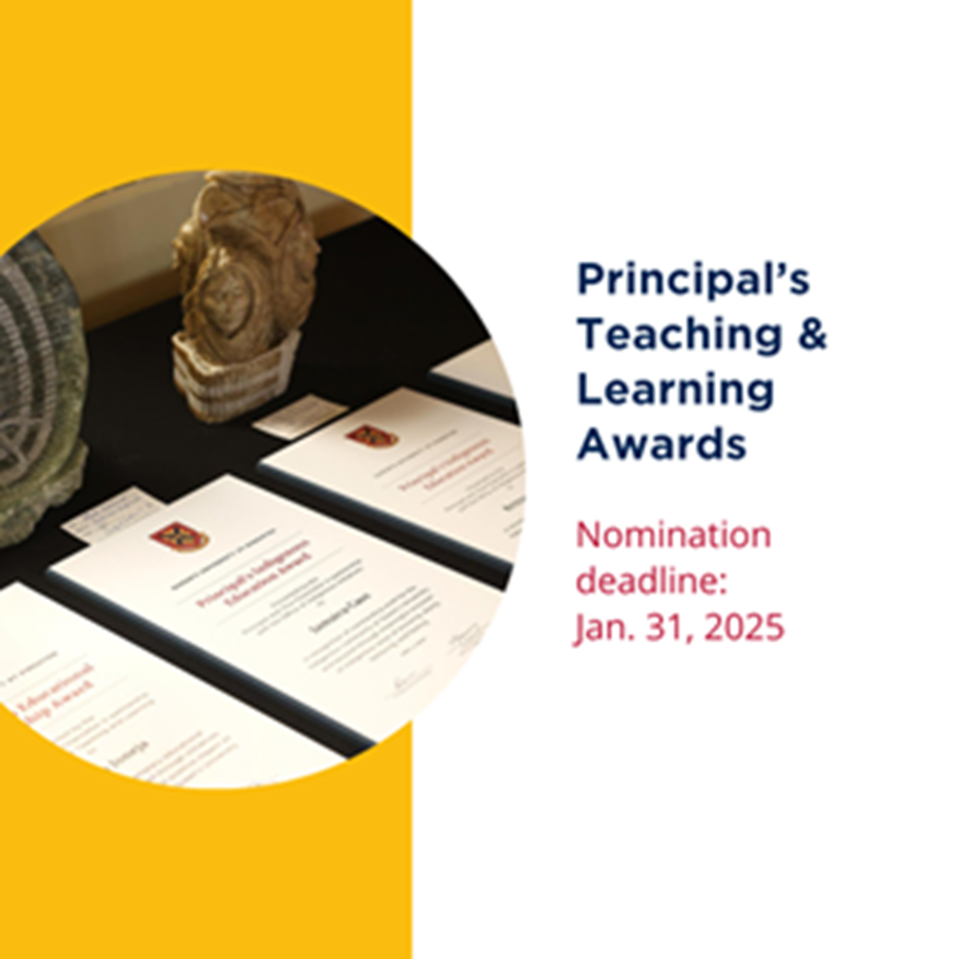 Principals Teaching and Learning Awards with the deadline