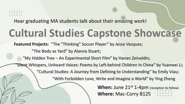 Capstone Showcase is on June 21 from 1-4pm in MacCorry B125