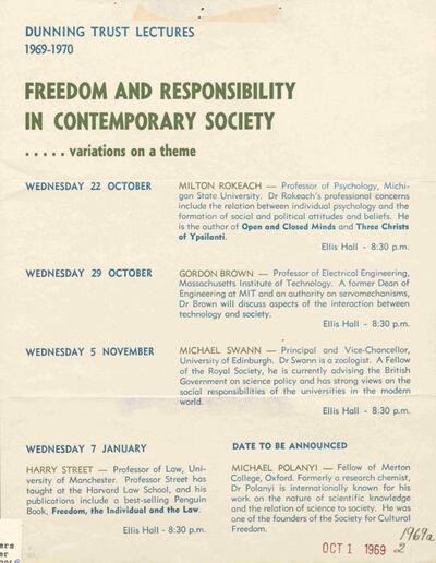 The poster for the series 'Freedom and Responsibility in Contemporary Society'.