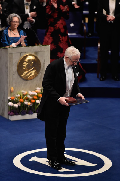 [Art Mcdonald on stage in Sweden at the Nobel ceremony]