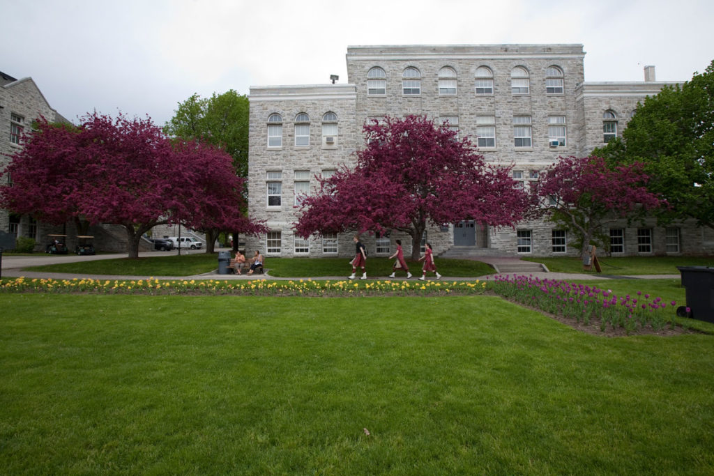Flower garden in the midddle of Queen's University