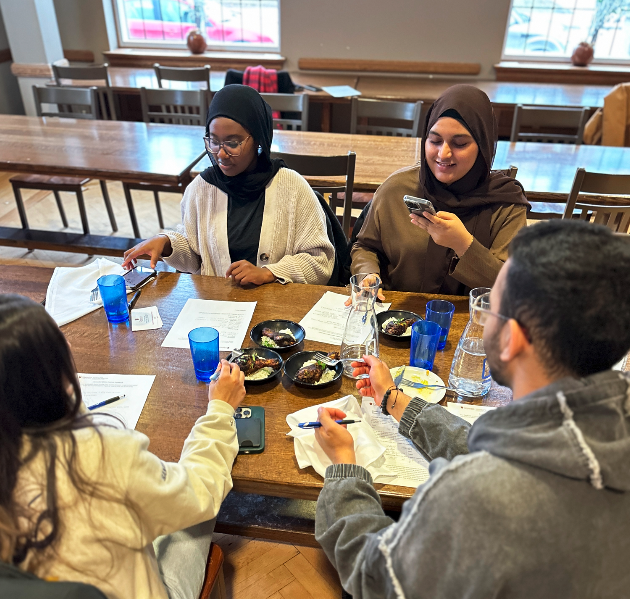 Students attending a menu tasting