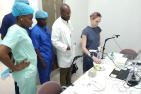 Queen's PhD candidate Rebecca Hisey with urologists in Dakar, Senegal.