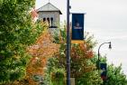 Pole pennant in front of Grant Hall