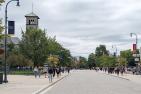 Students walk along University Avenue