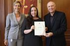 [Sarah Mills receives HR certificate]