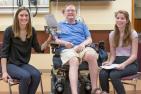 [Fourth-year Biomechanical Engineering students Olivia Roud and Leigh Janssen with Jim Stinson]