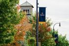 Grant Hall and a Queen's pennant