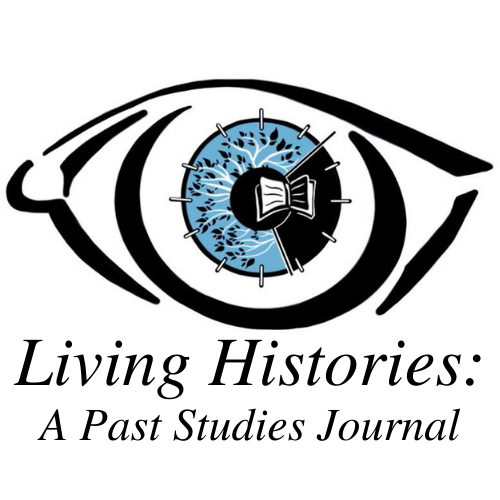 An image of the Living Histories logo featuring a hand drawn eye with a book in the centre of the pupil