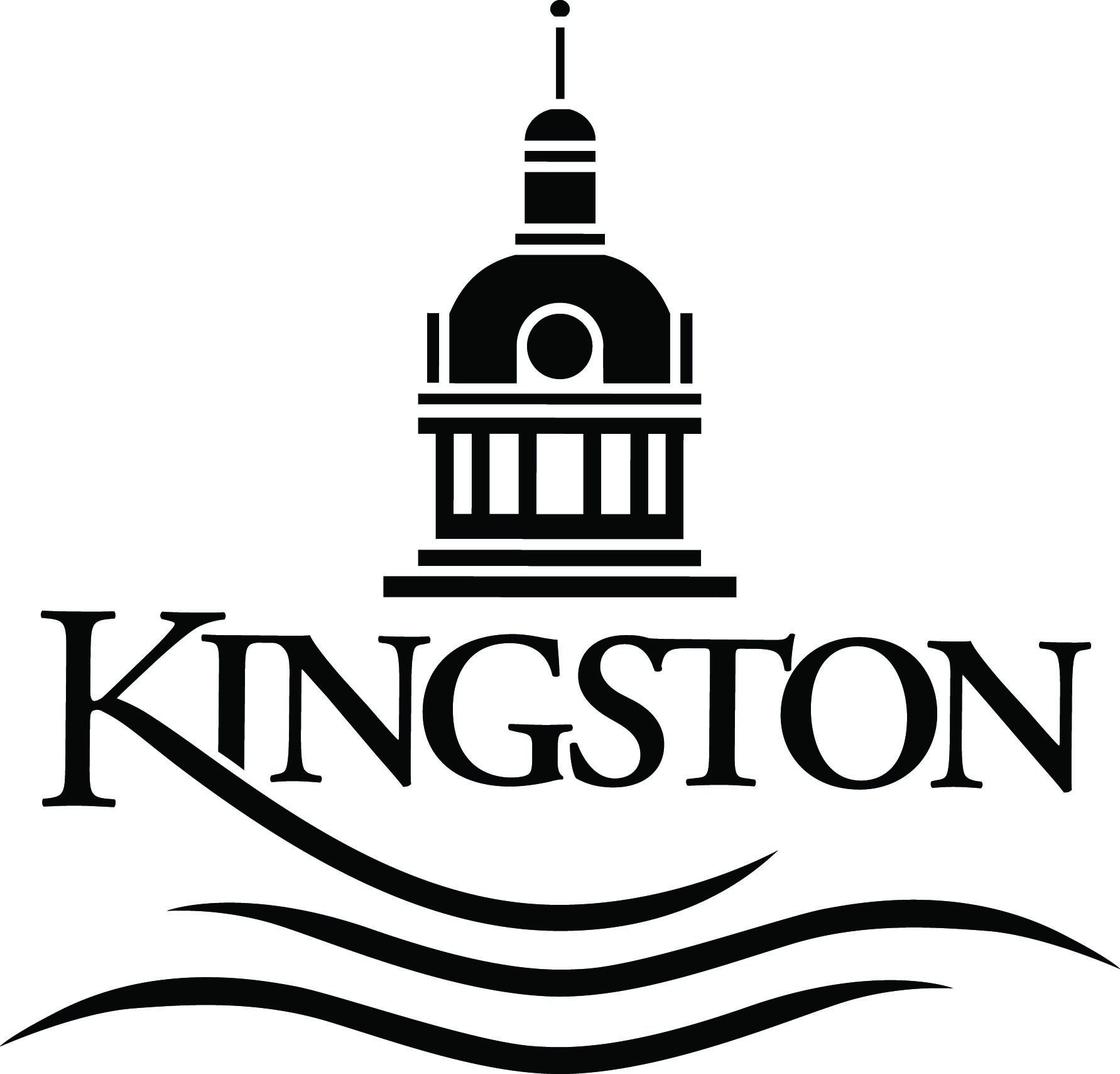 City of Kingston logo that shows the top of City Hall Tower over the words Kingston 