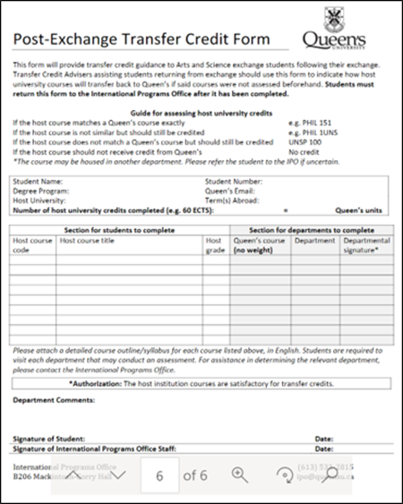 post-exchange transfer credit form