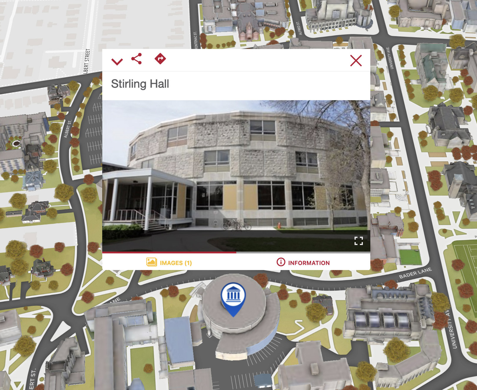 Map of Stirling Hall, Queen's University