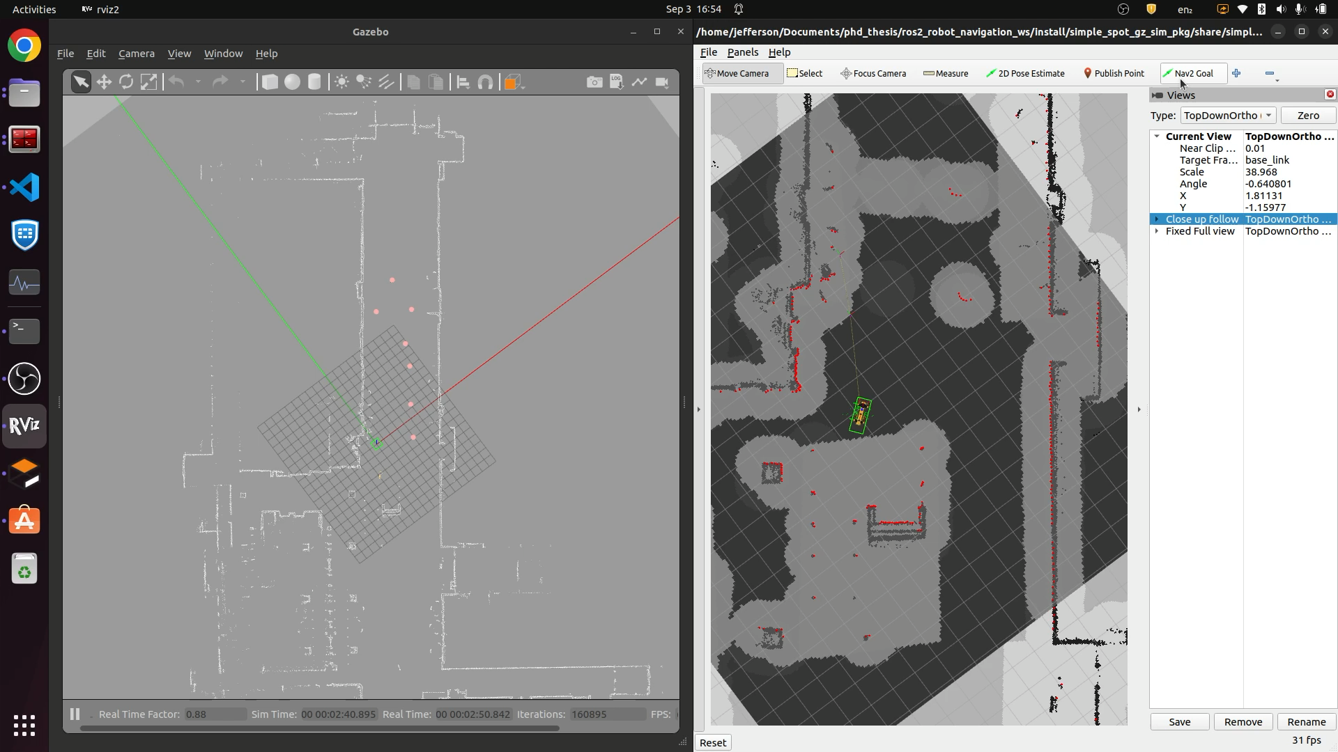 Screenshot of ROS2/Rviz mapping and localization.