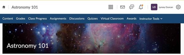 image: An example of a Course Homepage Banner