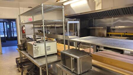 Photo of racks and supplies in the Harbour Kitchen space