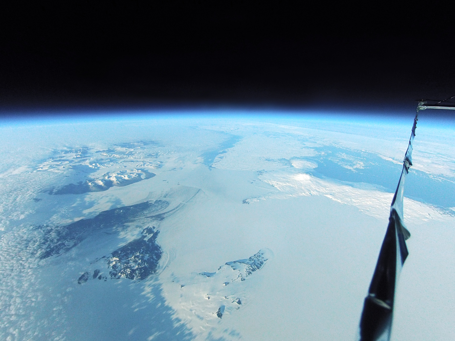 A view of the Earth and sky from the Spider stratospheric balloon telescope, about 35 km above Antarctica.