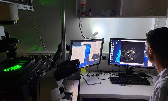 Ciaran Byles-Ho conducting an experiment in the Institute for Microbiology and Biotechnology at the University of Bonn.