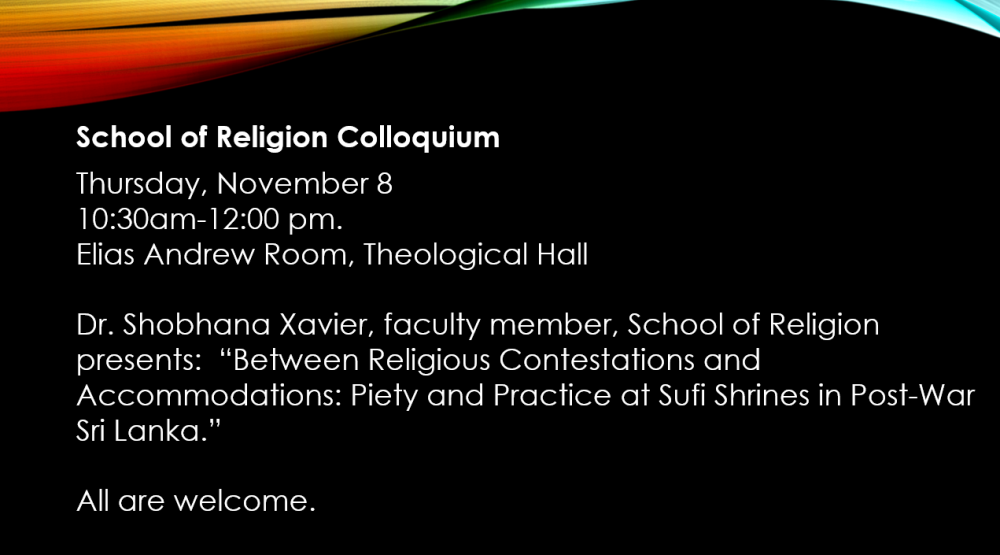 School of Religion Colloquium event poster