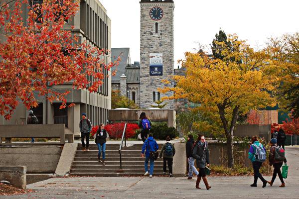 students walking at Queens in Autumn